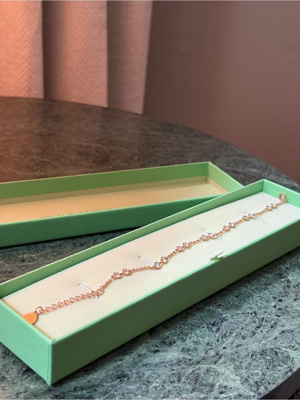 Swarovski Rose Gold Tone Crystal Station Bracelet
